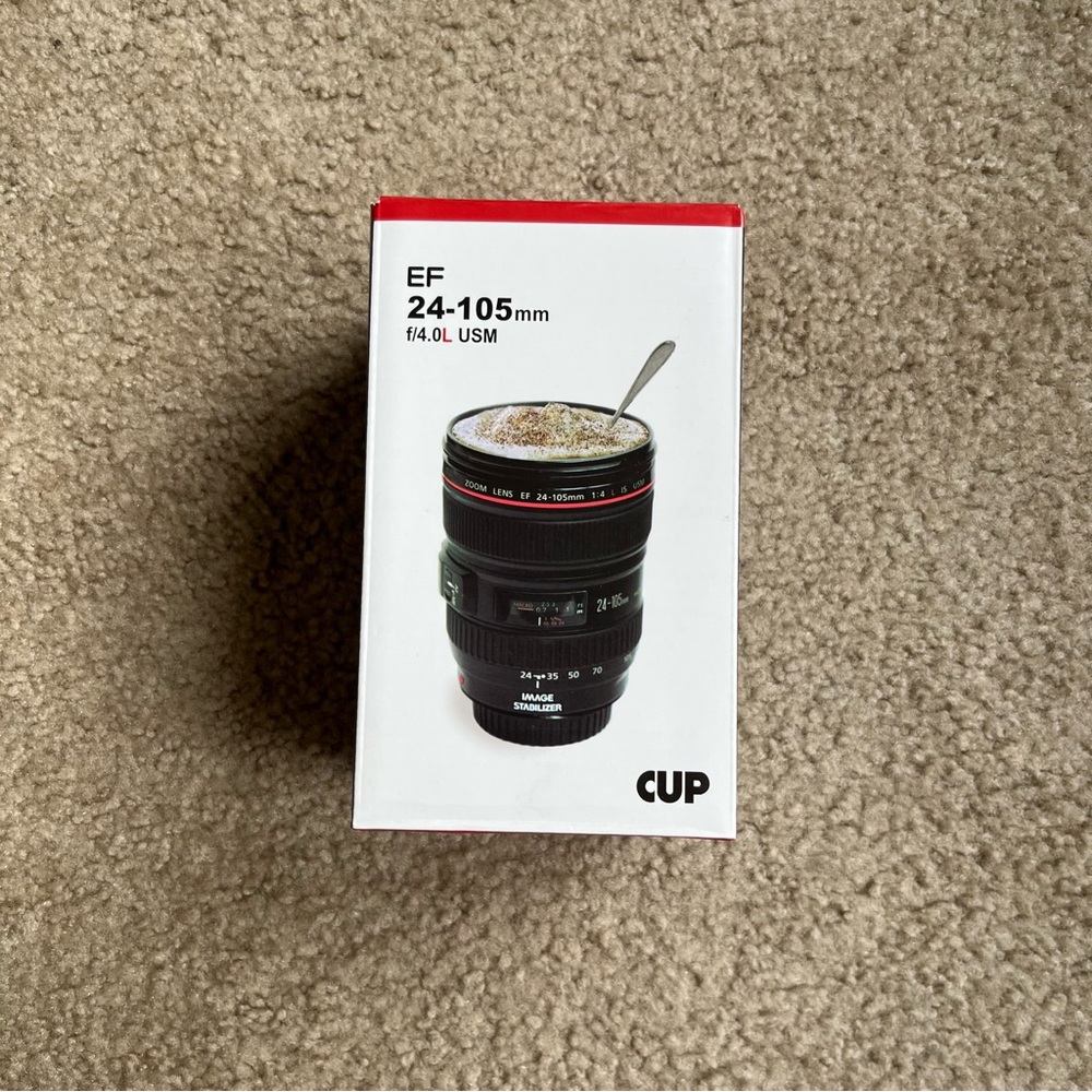 Stainless Steel Camera EF24-105mm Travel Coffee Lens Mug Black - Picture 2 of 6